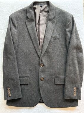 J.Crew Factory Thompson Wool Herringbone Blazer 40S Gray Tailored Fit